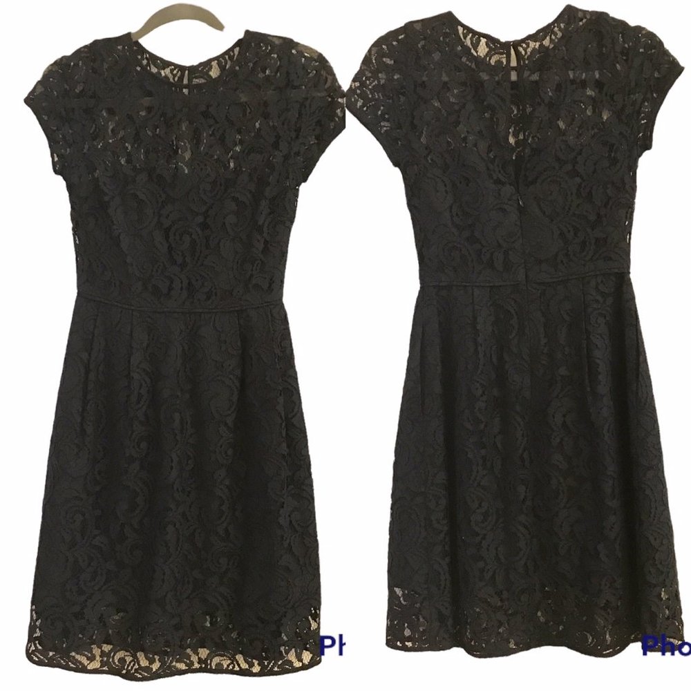J. CREW Dress 0 Alisa Leavers Lace Navy Blue